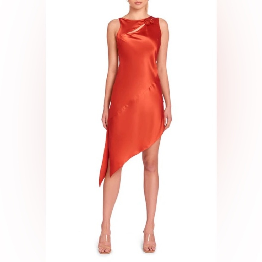 Amanda Uprichard Rosemarie Sleeveless Asymmetric Cutout Silk Dress
